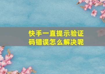 快手一直提示验证码错误怎么解决呢