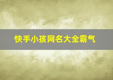 快手小孩网名大全霸气