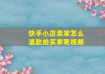 快手小店卖家怎么退款给买家呢视频