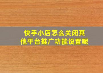 快手小店怎么关闭其他平台推广功能设置呢