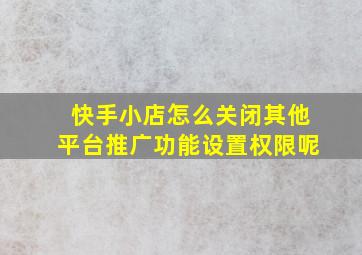 快手小店怎么关闭其他平台推广功能设置权限呢