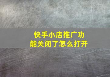 快手小店推广功能关闭了怎么打开