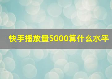 快手播放量5000算什么水平