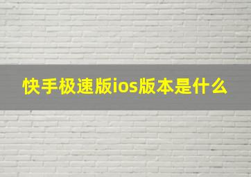 快手极速版ios版本是什么