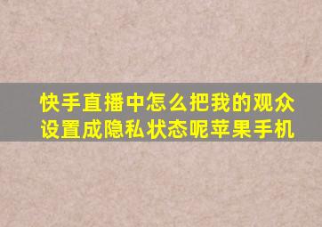 快手直播中怎么把我的观众设置成隐私状态呢苹果手机