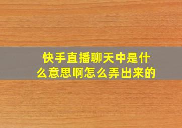 快手直播聊天中是什么意思啊怎么弄出来的