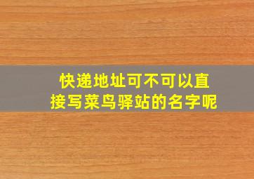 快递地址可不可以直接写菜鸟驿站的名字呢