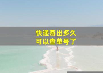 快递寄出多久可以查单号了