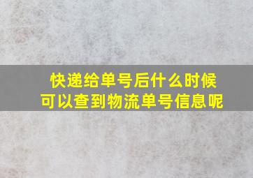 快递给单号后什么时候可以查到物流单号信息呢