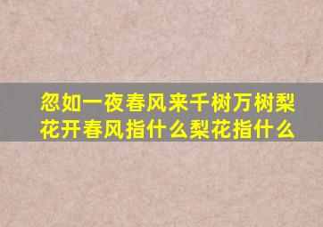 忽如一夜春风来千树万树梨花开春风指什么梨花指什么