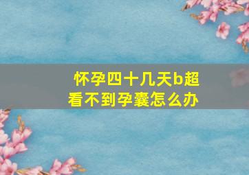 怀孕四十几天b超看不到孕囊怎么办