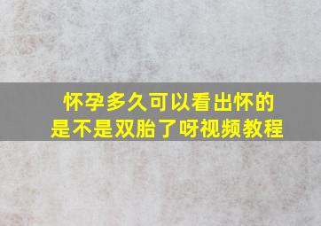 怀孕多久可以看出怀的是不是双胎了呀视频教程