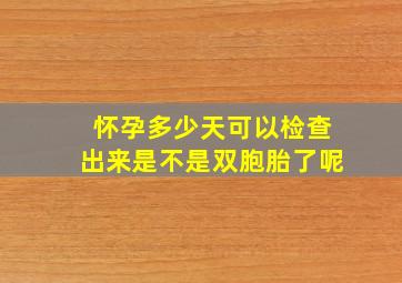 怀孕多少天可以检查出来是不是双胞胎了呢