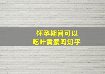 怀孕期间可以吃叶黄素吗知乎