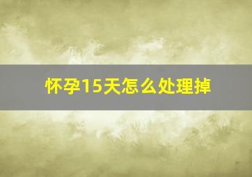 怀孕15天怎么处理掉