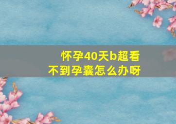 怀孕40天b超看不到孕囊怎么办呀