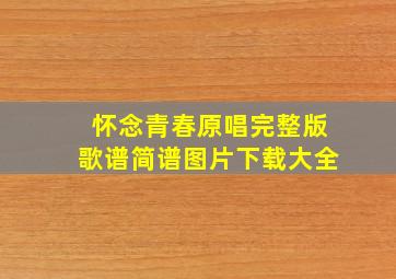 怀念青春原唱完整版歌谱简谱图片下载大全