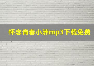 怀念青春小洲mp3下载免费