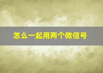 怎么一起用两个微信号