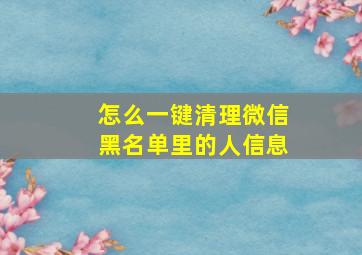 怎么一键清理微信黑名单里的人信息