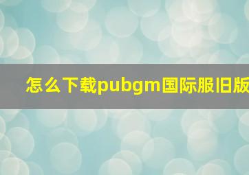 怎么下载pubgm国际服旧版