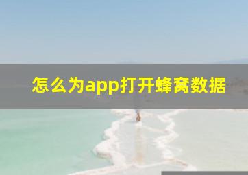 怎么为app打开蜂窝数据