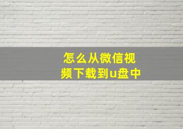 怎么从微信视频下载到u盘中