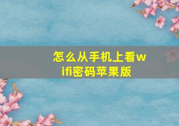 怎么从手机上看wifi密码苹果版