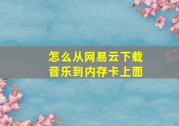 怎么从网易云下载音乐到内存卡上面