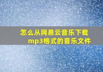 怎么从网易云音乐下载mp3格式的音乐文件