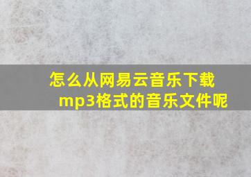 怎么从网易云音乐下载mp3格式的音乐文件呢