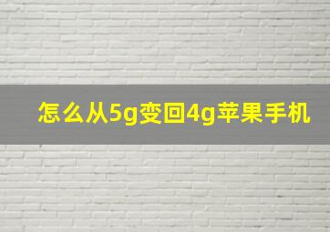 怎么从5g变回4g苹果手机