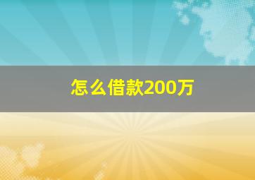 怎么借款200万