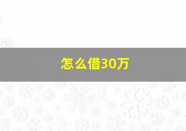 怎么借30万