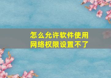 怎么允许软件使用网络权限设置不了