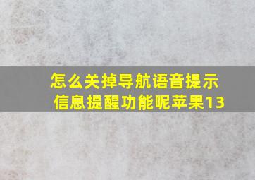 怎么关掉导航语音提示信息提醒功能呢苹果13