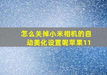 怎么关掉小米相机的自动美化设置呢苹果11