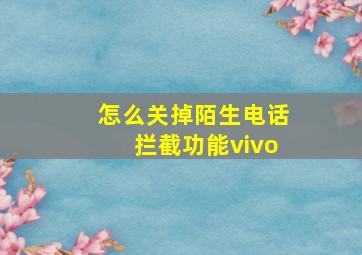 怎么关掉陌生电话拦截功能vivo