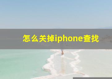 怎么关掉iphone查找