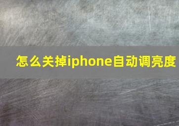 怎么关掉iphone自动调亮度