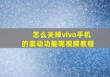 怎么关掉vivo手机的震动功能呢视频教程