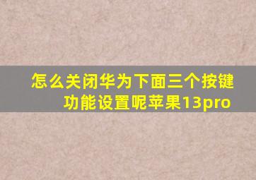 怎么关闭华为下面三个按键功能设置呢苹果13pro