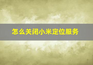 怎么关闭小米定位服务