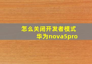 怎么关闭开发者模式华为nova5pro