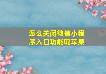 怎么关闭微信小程序入口功能呢苹果