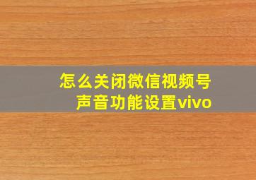 怎么关闭微信视频号声音功能设置vivo