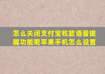 怎么关闭支付宝收款语音提醒功能呢苹果手机怎么设置