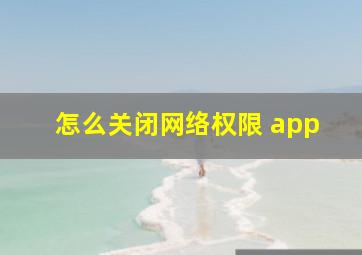 怎么关闭网络权限 app