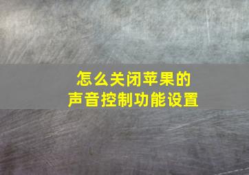 怎么关闭苹果的声音控制功能设置