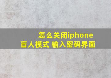 怎么关闭iphone盲人模式 输入密码界面